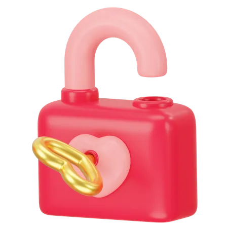 Opened Heart Padlock With Key Hole 3 D Icon Rendering 3D Icon