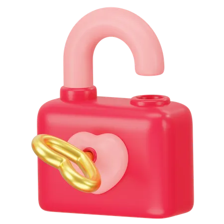 Open Heart Lock  3D Icon