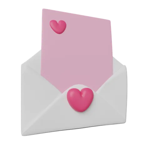 Love Letter White Card With Red Paper Envelope For Valentines Day Decoration Minimalistic Clay Style Isolated 3 D Render On Transparent Background 3D Icon