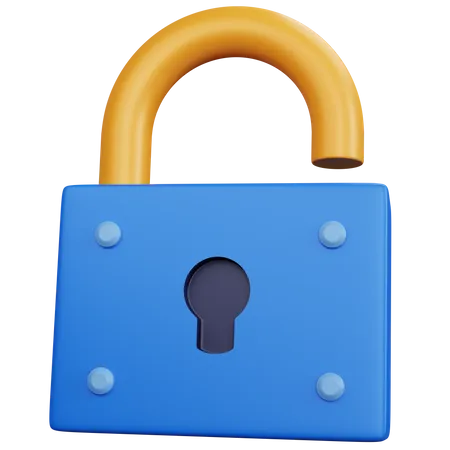 3 D Rendering Blue Open Lock Isolated 3D Icon
