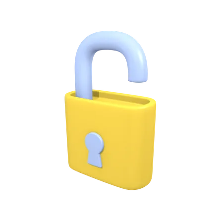 Open padlock  3D Illustration