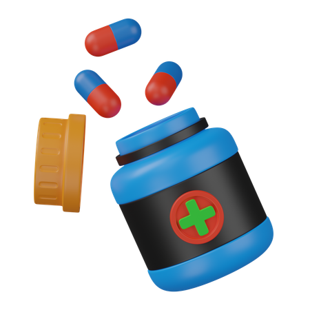 Open Pills Bottle  3D Icon