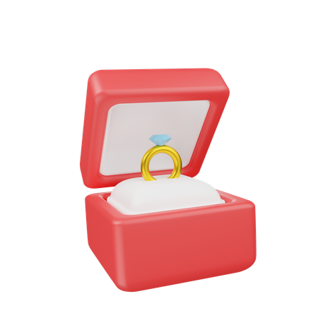 Open Ring Box With Diamond Ring  3D Icon