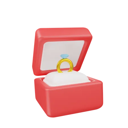 Open Ring Box With Diamond Ring  3D Icon