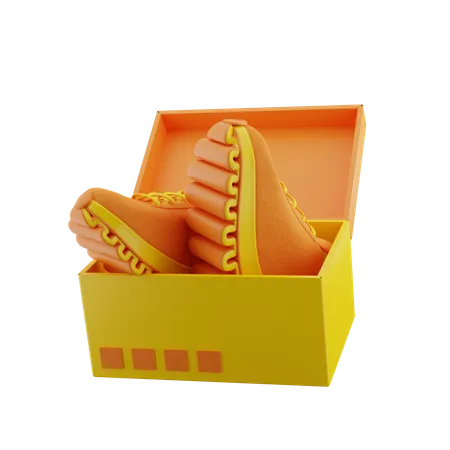 Open Shoes On Box  3D Icon