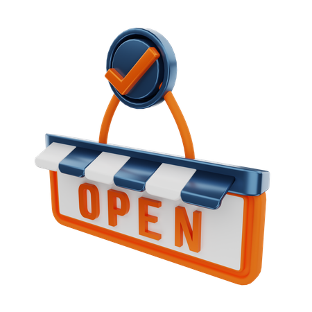 Open Signboard  3D Illustration