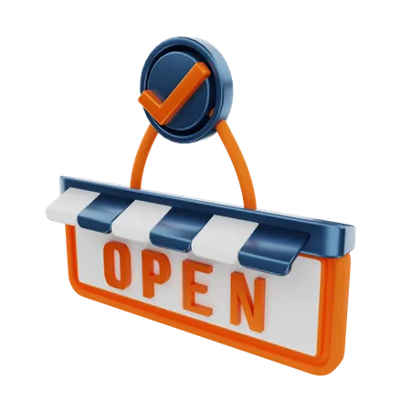 Open Signboard  3D Illustration