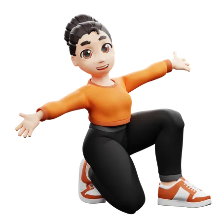 Open Stance Pose  3D Illustration