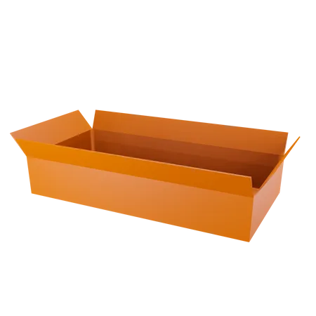 Opened long cardboard box  3D Illustration