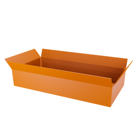 Opened long cardboard box 3D Illustration