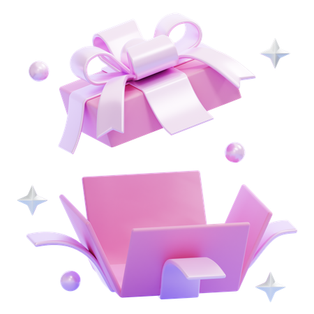 Opened Pink Gift Box  3D Icon