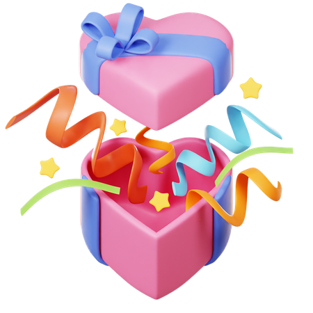 Opened Surprise Love Gift Box  3D Icon