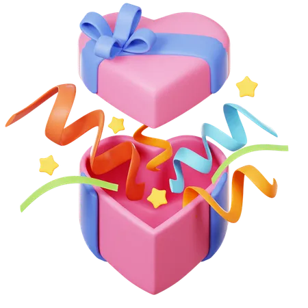 Opened Surprise Love Gift Box  3D Icon
