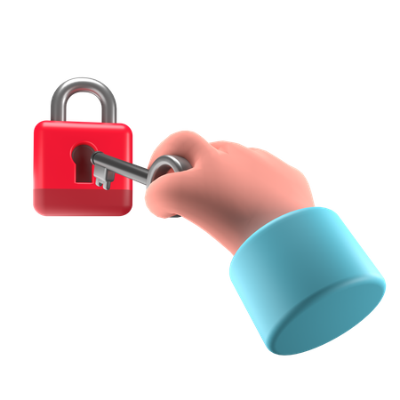 Opening a padlock  3D Illustration