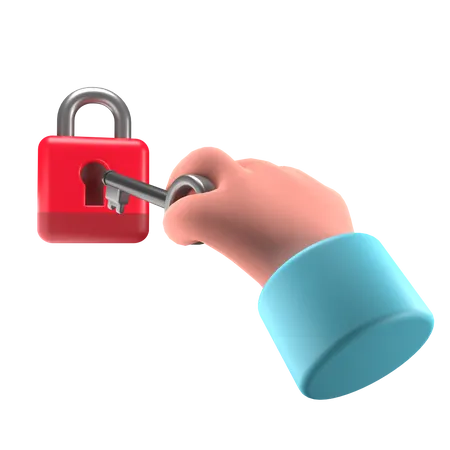 Opening a padlock  3D Illustration