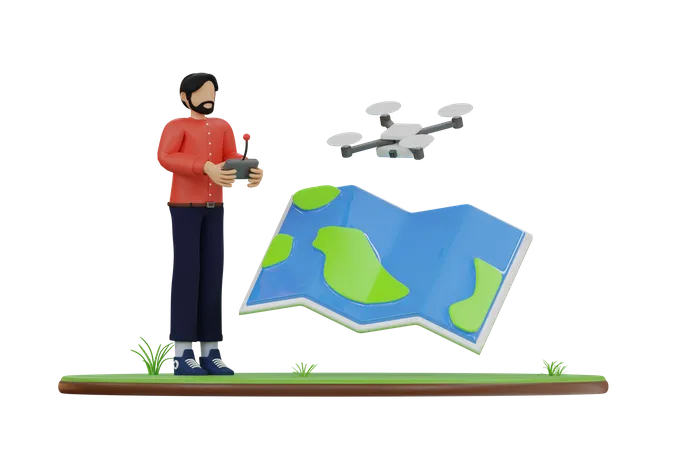 Opérateur de drone  3D Illustration