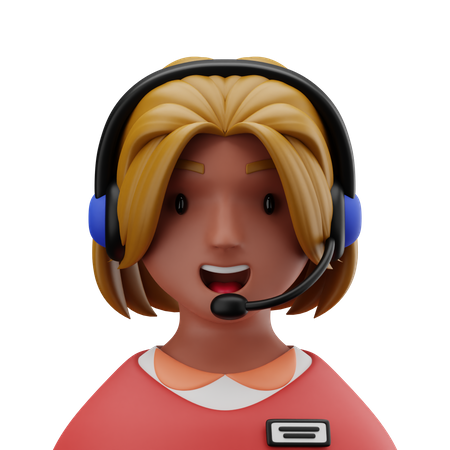 Female Call Operator 3D Illustration