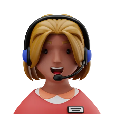 Female Call Operator 3D Icon