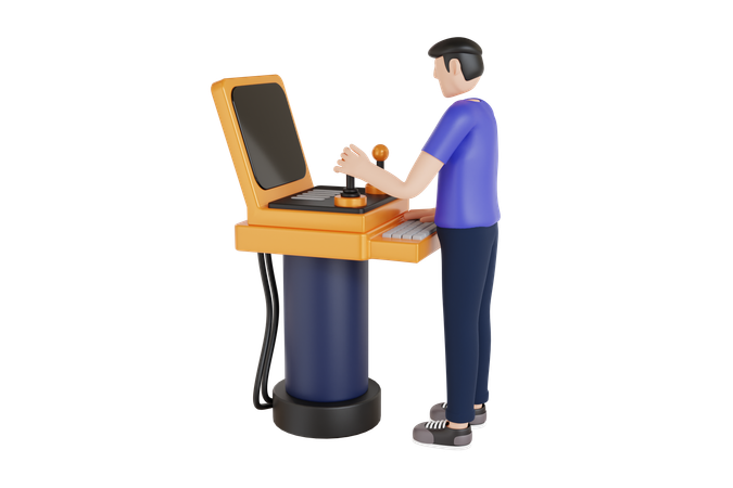 Operator Is Controlling Lever Switch  3D Illustration