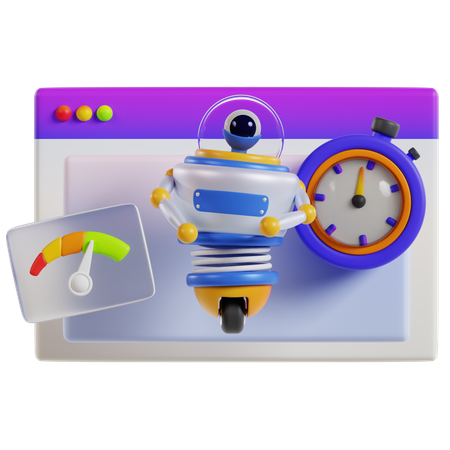 Optimized Website Speed Robot  3D Icon