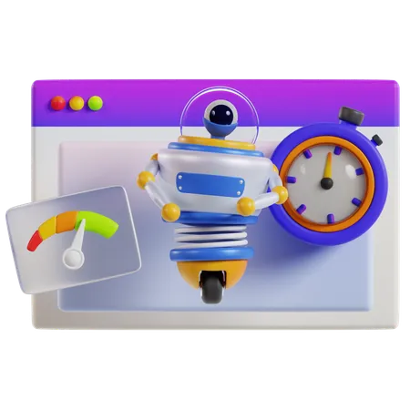 Optimized Website Speed Robot  3D Icon