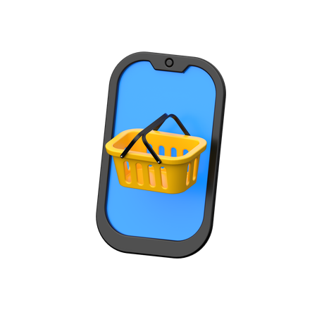 Opzione carrello online su cellulare.  3D Icon