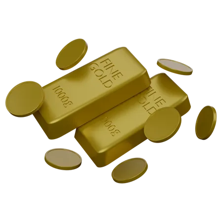 Biscuits et pièces d'or en or  3D Icon
