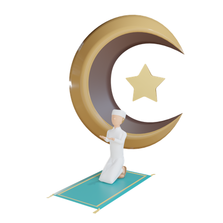 Oração do homem muçulmano  3D Illustration