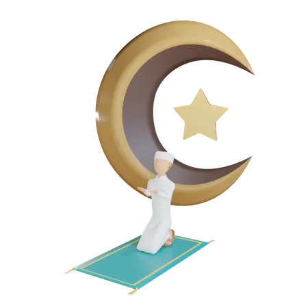 Oração do homem muçulmano  3D Illustration