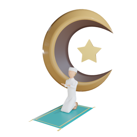 Oración del hombre musulmán  3D Illustration
