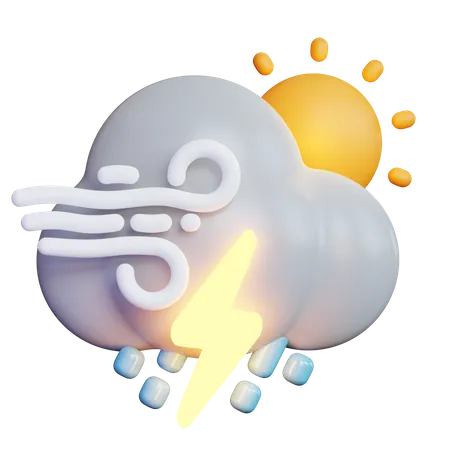 Pluie orageuse avec soleil  3D Icon