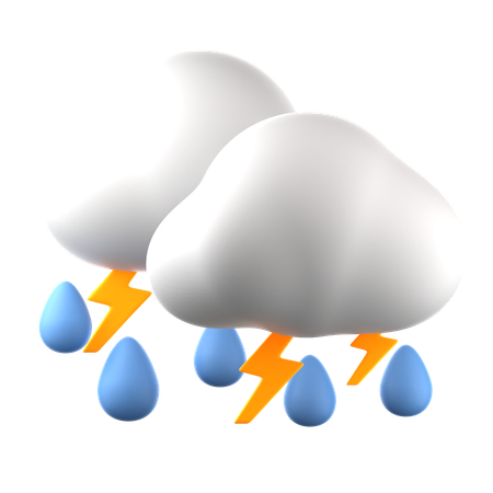 Les orages apportent de fortes pluies  3D Icon