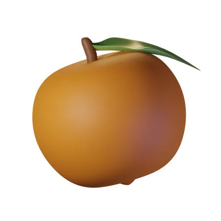 Orange With Leaf 3D Icon