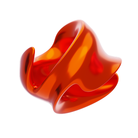 Orange Abstract Metalic Bending Shape  3D Icon
