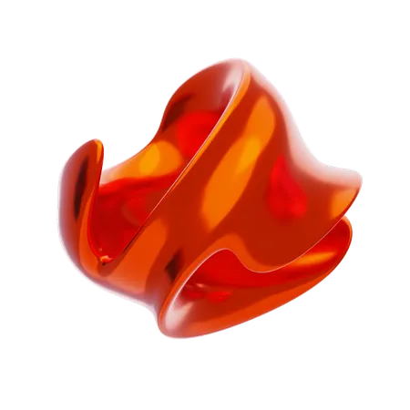 Orange Abstract Metalic Bending Shape  3D Icon
