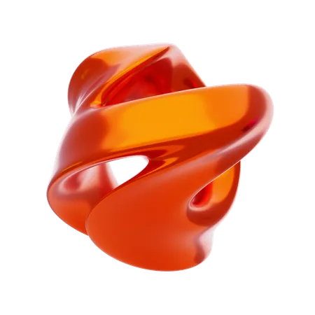 Orange Abstract Metalic Twisted Liquid Shape  3D Icon