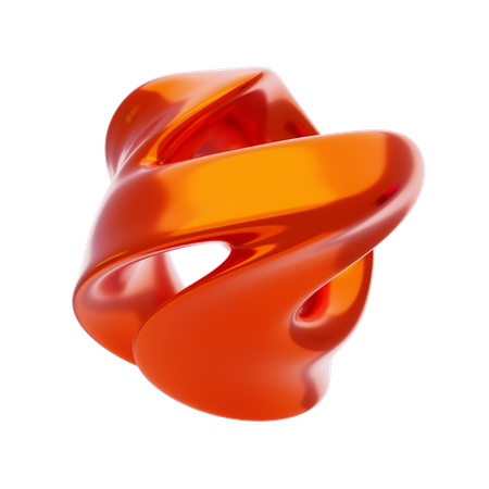 Orange Abstract Metalic Twisted Liquid Shape  3D Icon