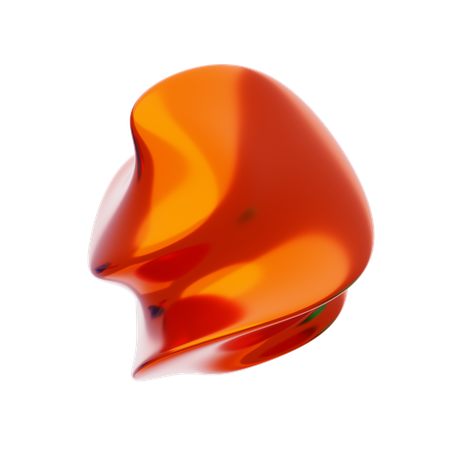 Orange Abstract Metalic Twisted Shape  3D Icon