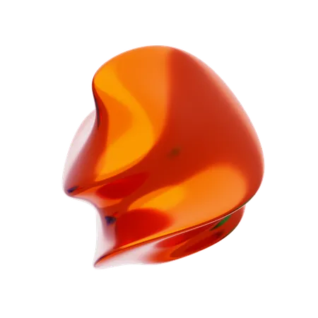 Orange Abstract Metalic Twisted Shape  3D Icon