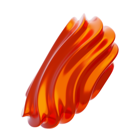 Orange Abstract Metalic Wavy Shape  3D Icon