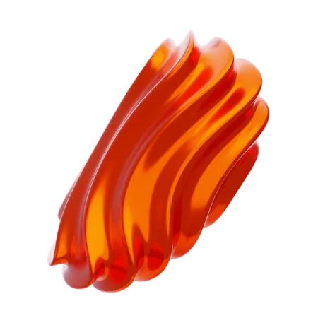 Orange Abstract Metalic Wavy Shape  3D Icon