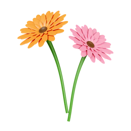 3 D Orange And Pink Flower Icon Isolated On White Background 3 D Rendering Illustration Clipping Path 3D Icon