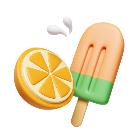 Orange And Popsicle  3D Icon