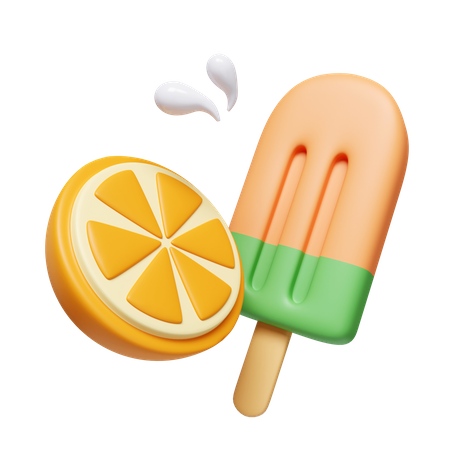 Orange And Popsicle  3D Icon