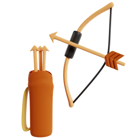 Orange Archery Equipment Set  3D Icon