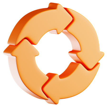 Orange Arrows Circular Cycle  3D Icon
