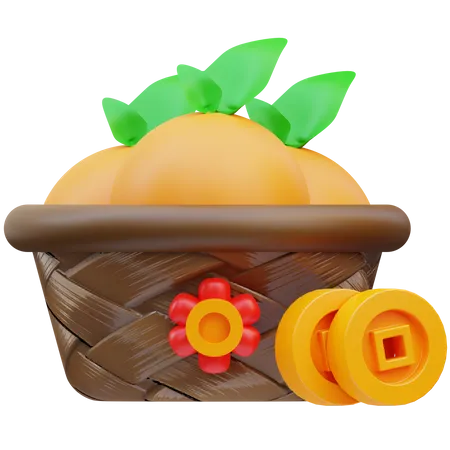 Orange Basket  3D Icon