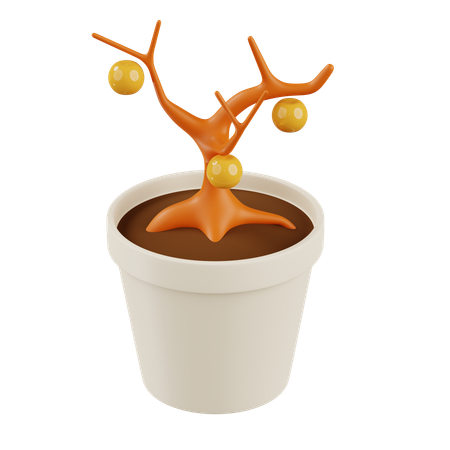 Orange Bonsai Plant  3D Icon