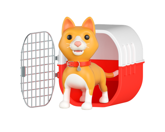 Orange cat cage  3D Icon