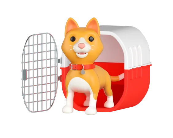 Orange cat cage  3D Icon